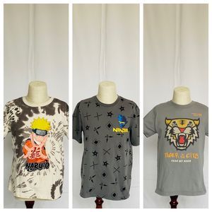T-Shirts 3 for Kids one Tigre, one Naruto, and one Ninja. Size 6-7 Youth